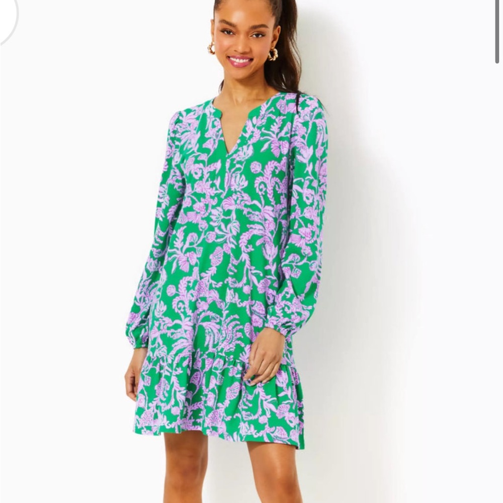 Lilly Pulitzer Alyssa Vibrant Green and Lavender Dress